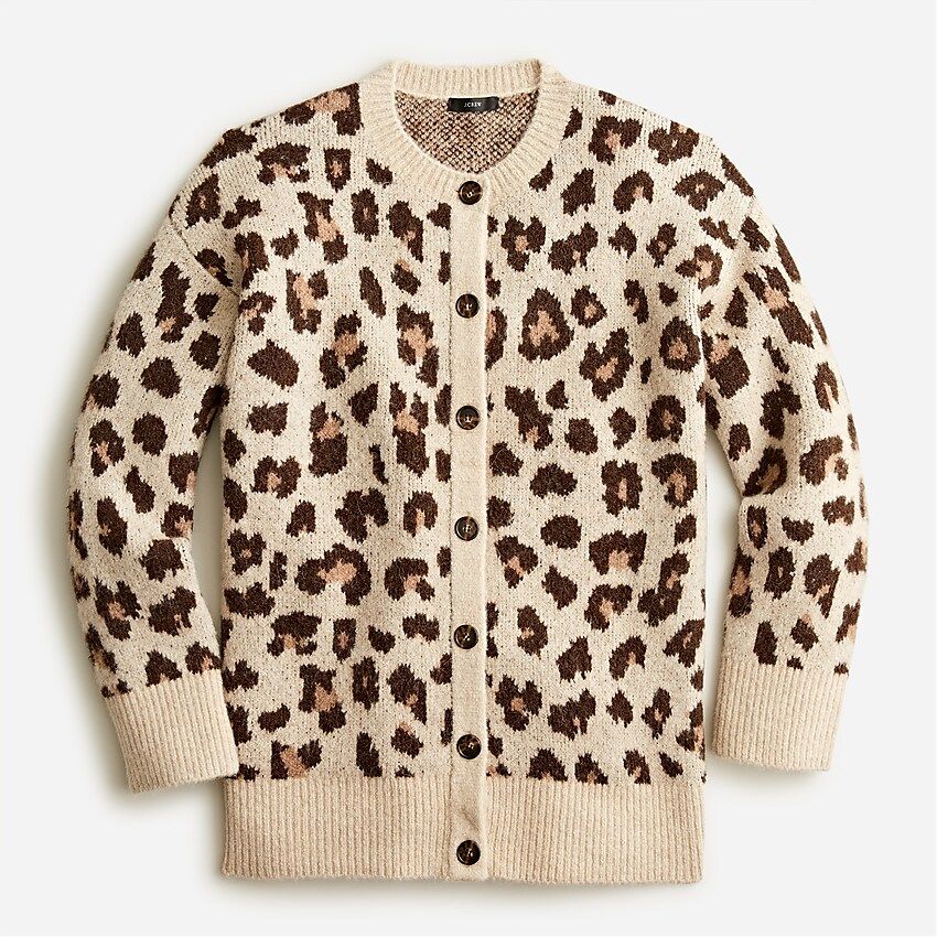 Oversized cardigan sweater in leopard print | J.Crew US