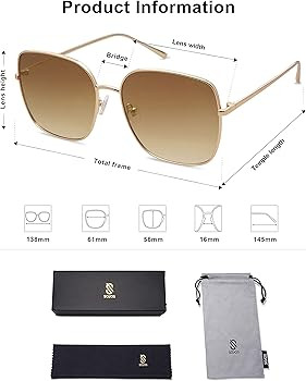 SOJOS Trendy Oversized Square Metal Frame Sunglasses for Women Men Retro Big Flat Lens UV Protect... | Amazon (US)