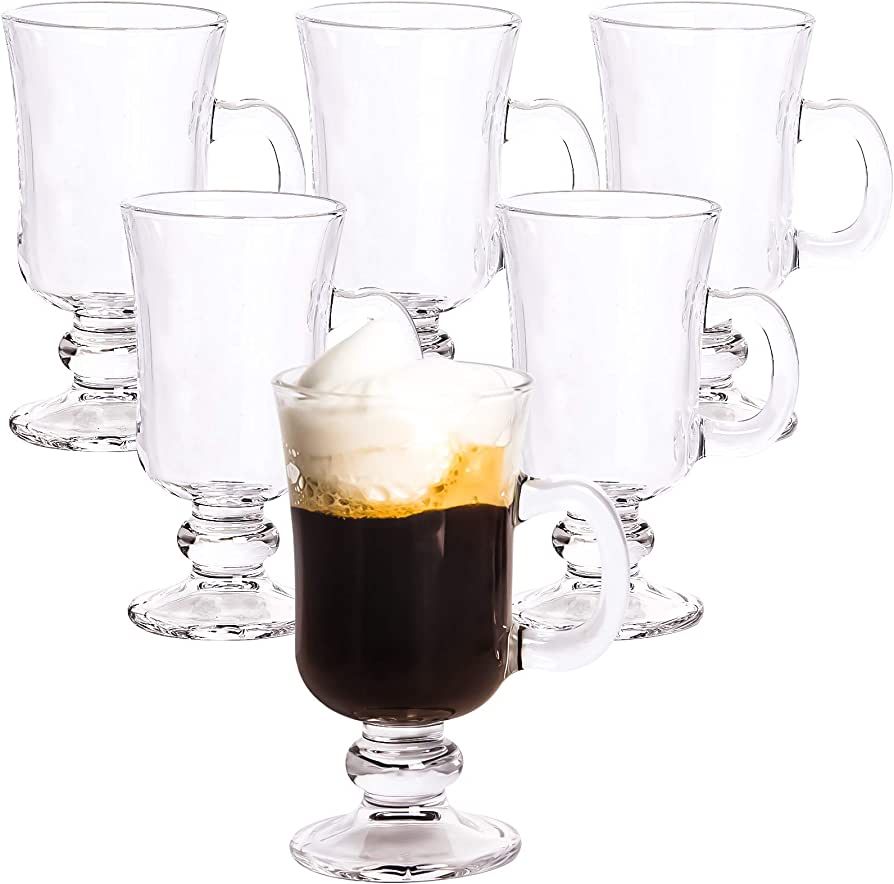 UMEIED 8oz Coffee Mugs, Glass Irish Coffee Cup, Set of 6 | Amazon (US)