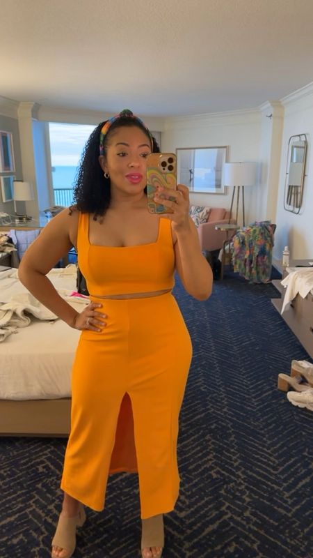 Orange two piece set for a good beach trip! 

#LTKmidsize #LTKstyletip #LTKfindsunder100