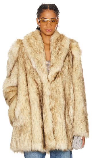 Purrr Faux Fur Coat in Beige | Revolve Clothing (Global)