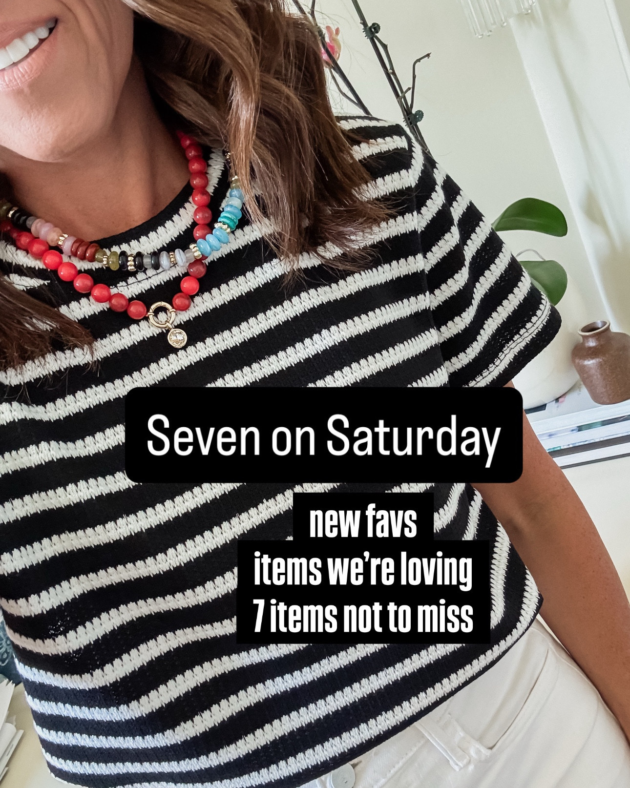 Seven on Saturday. 7 items we’re loving, new finds. Not to miss items. 
Stripe tee S. Skort 2. White shirt XS. White jeans TTS, 25. Espadrilles TTS. Mini dress XS. 

#LTKSeasonal #LTKOver40 #LTKootd