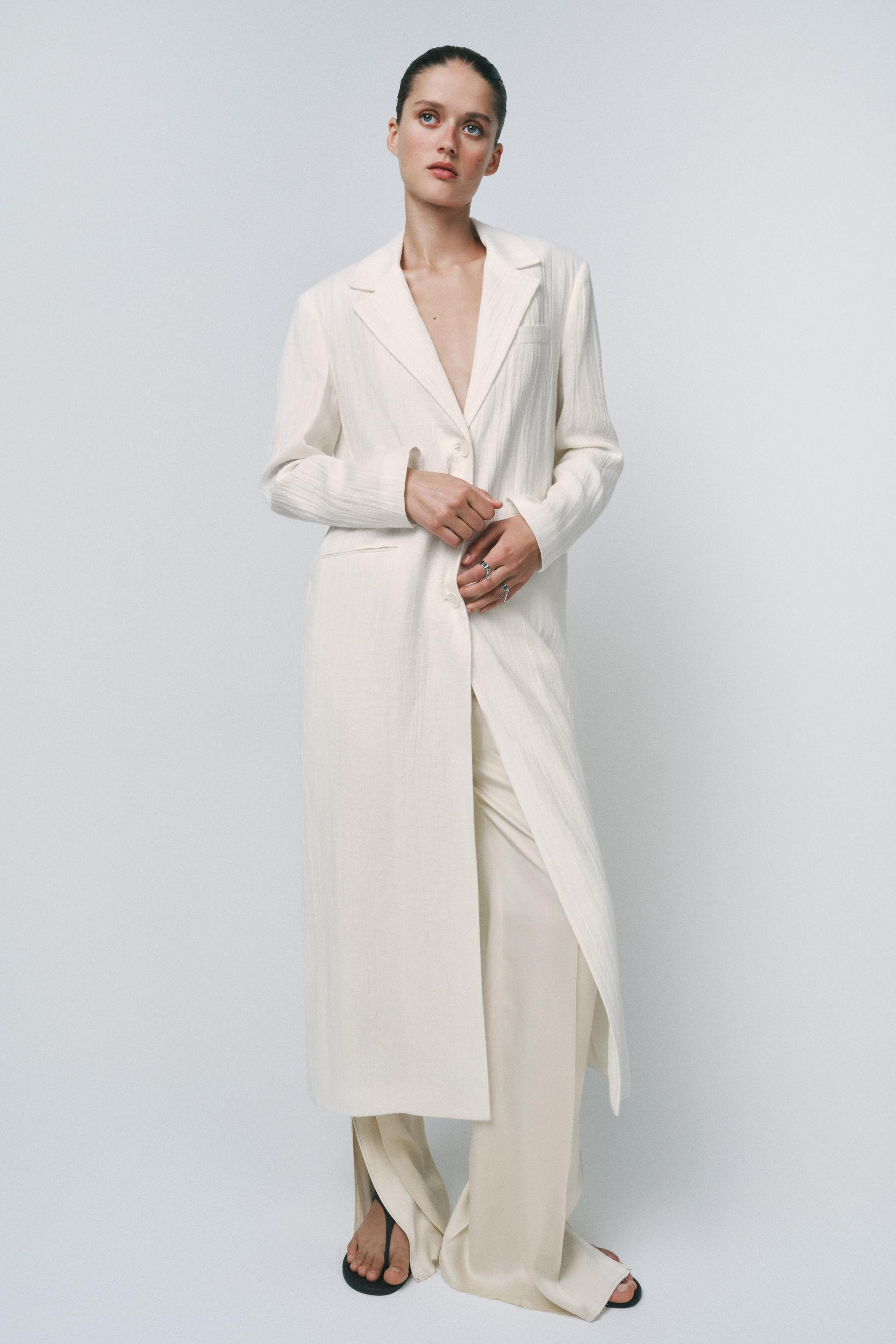 ZW COLLECTION LINEN FROCK COAT | Zara US