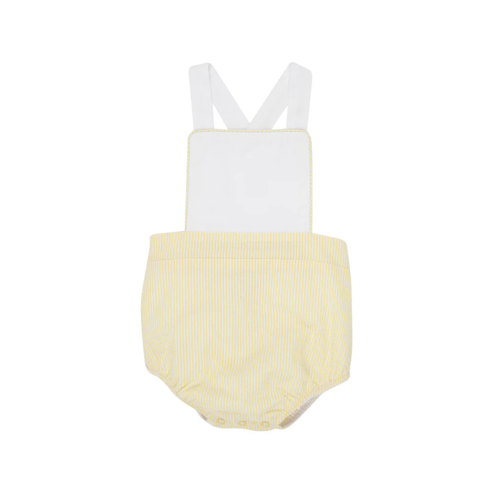 Sayre Sunsuit - Worth Avenue White with Seaside Sunny Yellow Seersucker | The Beaufort Bonnet Company