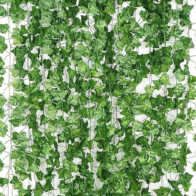 12 Pack 86 FT Artificial Ivy Garland, Fake Ivy Leaf Plants Vine Greenery Garland Home Kitchen Bal... | Amazon (US)