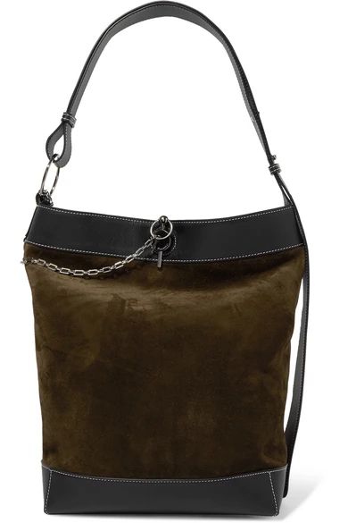 Lock leather-trimmed suede tote | NET-A-PORTER (US)