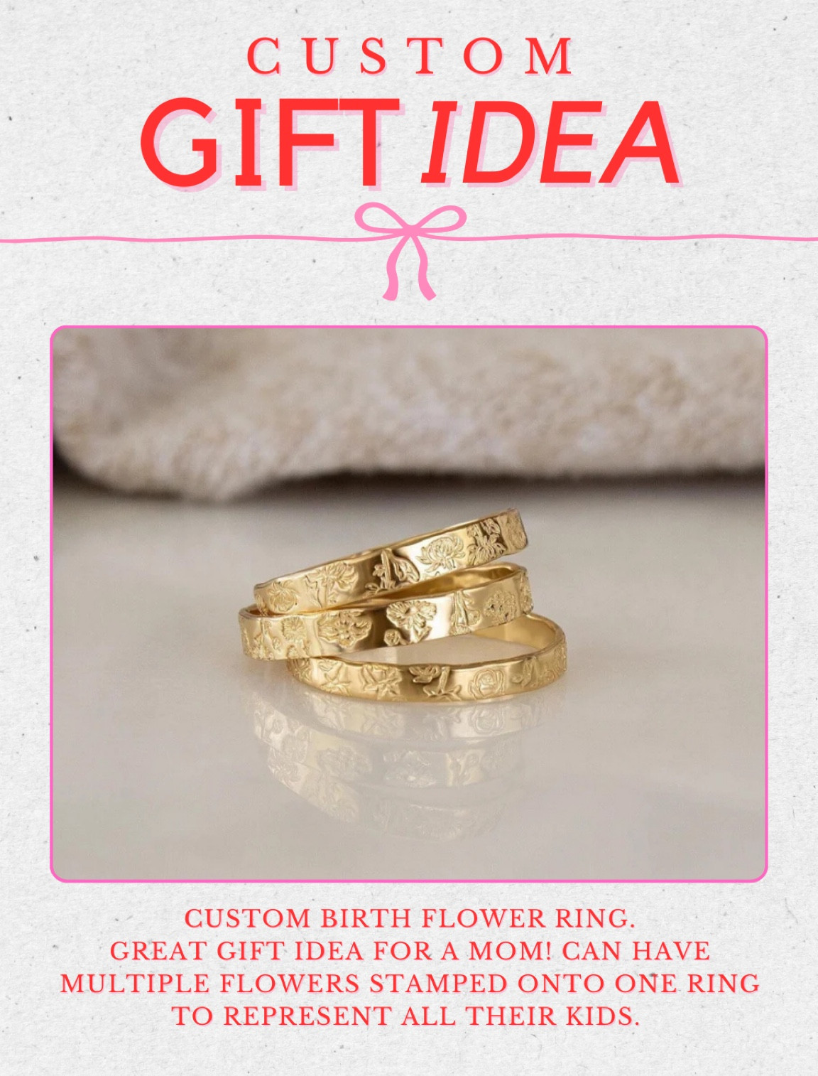 Custom birth flower ring. Great gift idea for a mom! Can have multiple flowers stamped onto one ring to represent all their kids. 

#LTKFindsUnder50 #LTKStyleTip #LTKGiftGuide