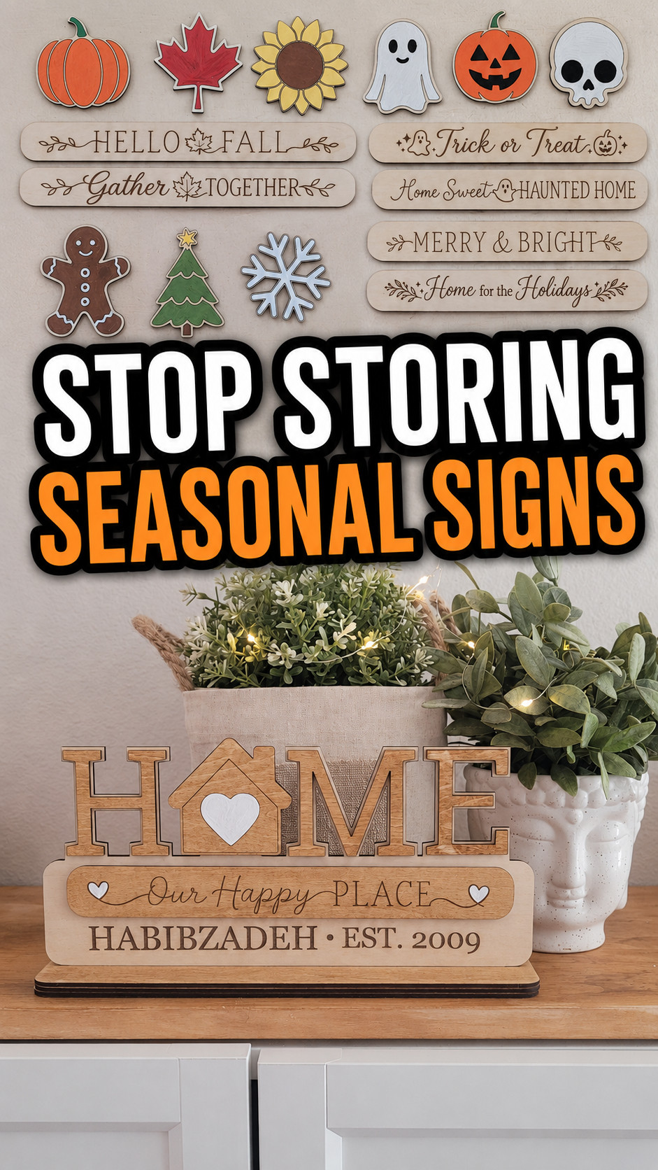 You do not need a different sign—and another storage bin—for every season. 🏡

This one personalized HOME sign changes from everyday décor to fall, Halloween, Christmas, spring and more!

#DIYHomeDecor #SeasonalDecor #CraftKits #InterchangeableSign #LaserCrafts 

 #LTKSeasonal #LTKHome