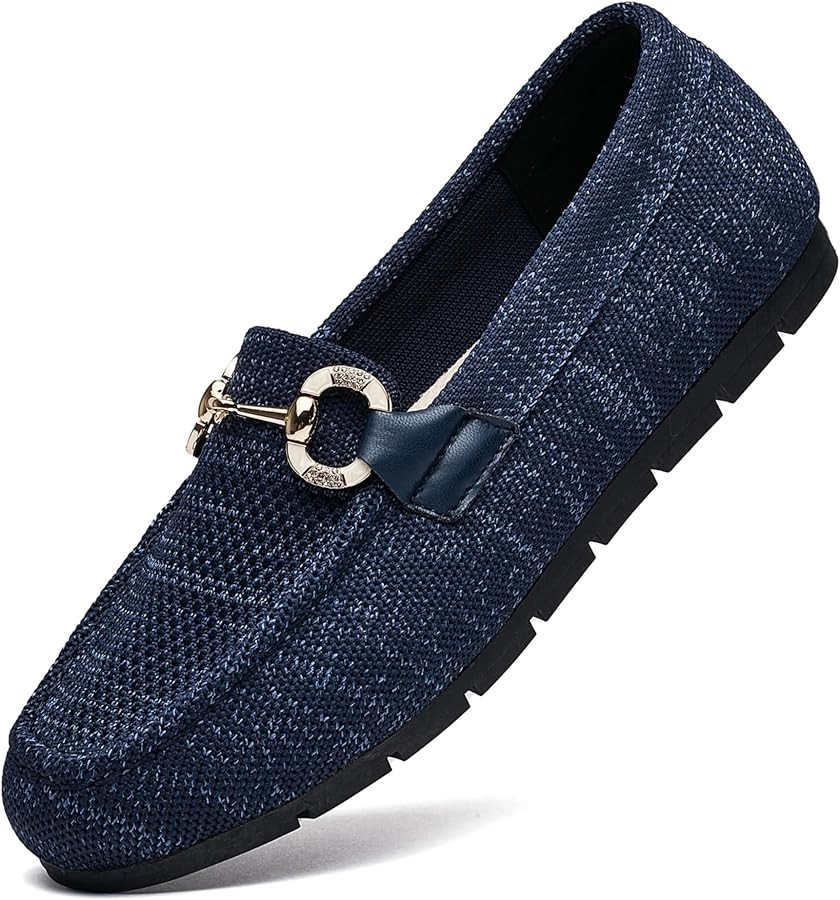 Women's Knit Slip On Loafers - Breathable Mesh Flats with Memory Foam Insole & Arch Support, Non-... | Amazon (US)