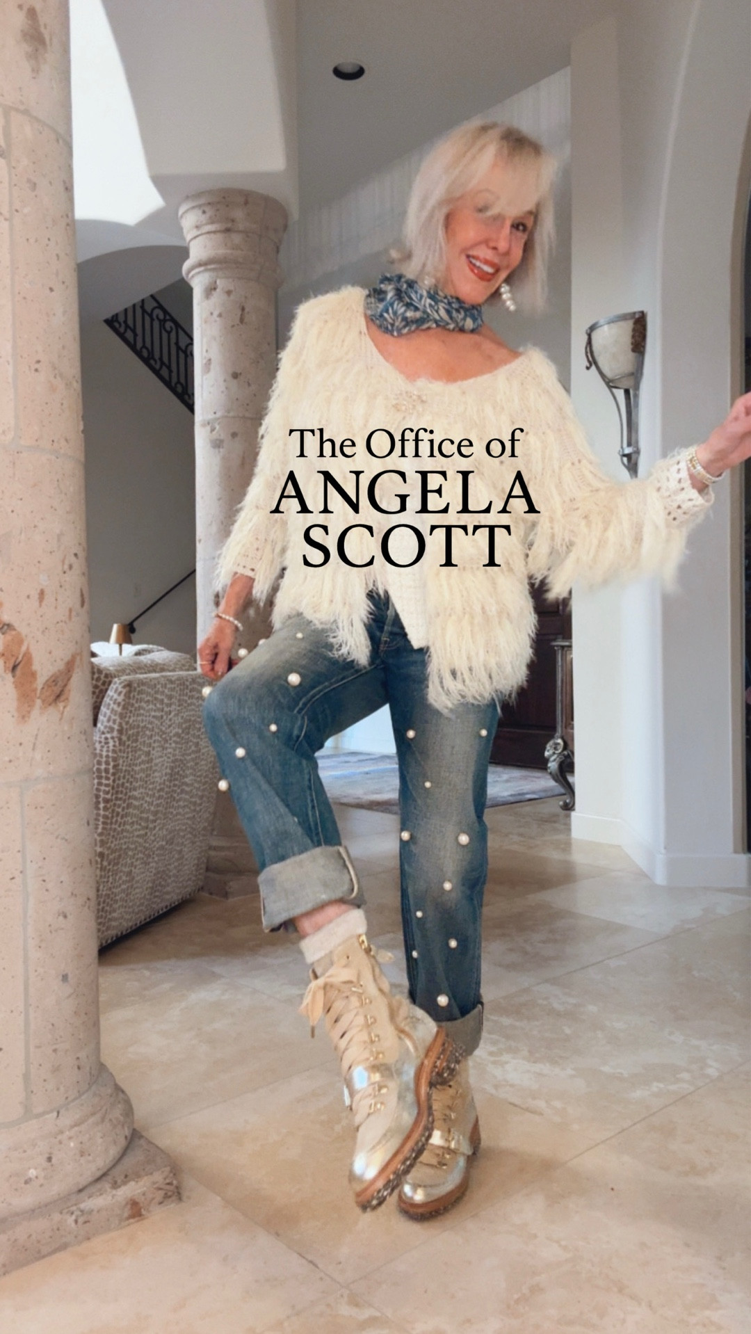 Brogue perforations and mixed textures amplify the dimension of a lace-up bootie grounded by a low block heel and durable lug sole. A contoured cork footbed and Goodyear welt add comfort and stability by The Office of Angela Scott 
Pearl embellished jeans, 
Classic cardigan, 

#LTKFindsUnder100 #LTKSeasonal #LTKShoeCrush