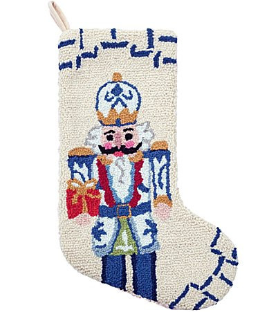 Peking Handicraft Chinoiserie Nutcracker Hooked Wool Holiday Stocking | Dillard's