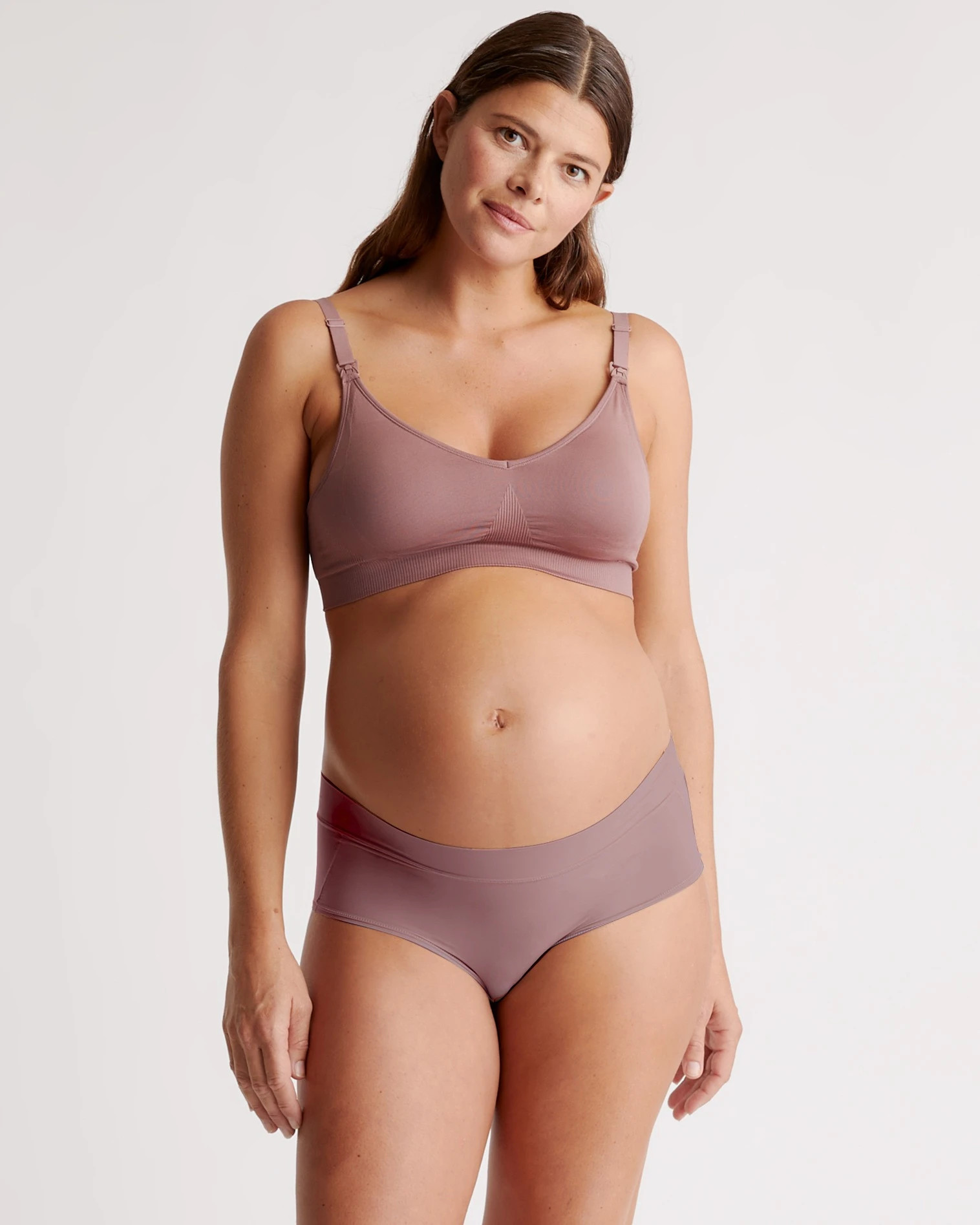 Quince | Women's Seamless Maternity & Nursing Bra in Sand, Size Large, Nylon/Spandex | Quince