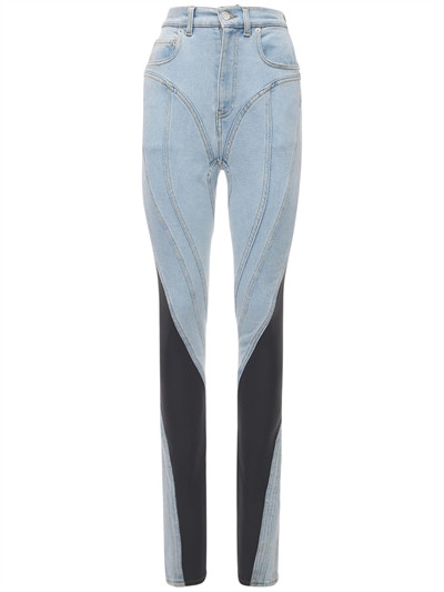 Mugler - High rise stretch denim & jersey jeans - Blue/Black | Luisaviaroma | Luisaviaroma