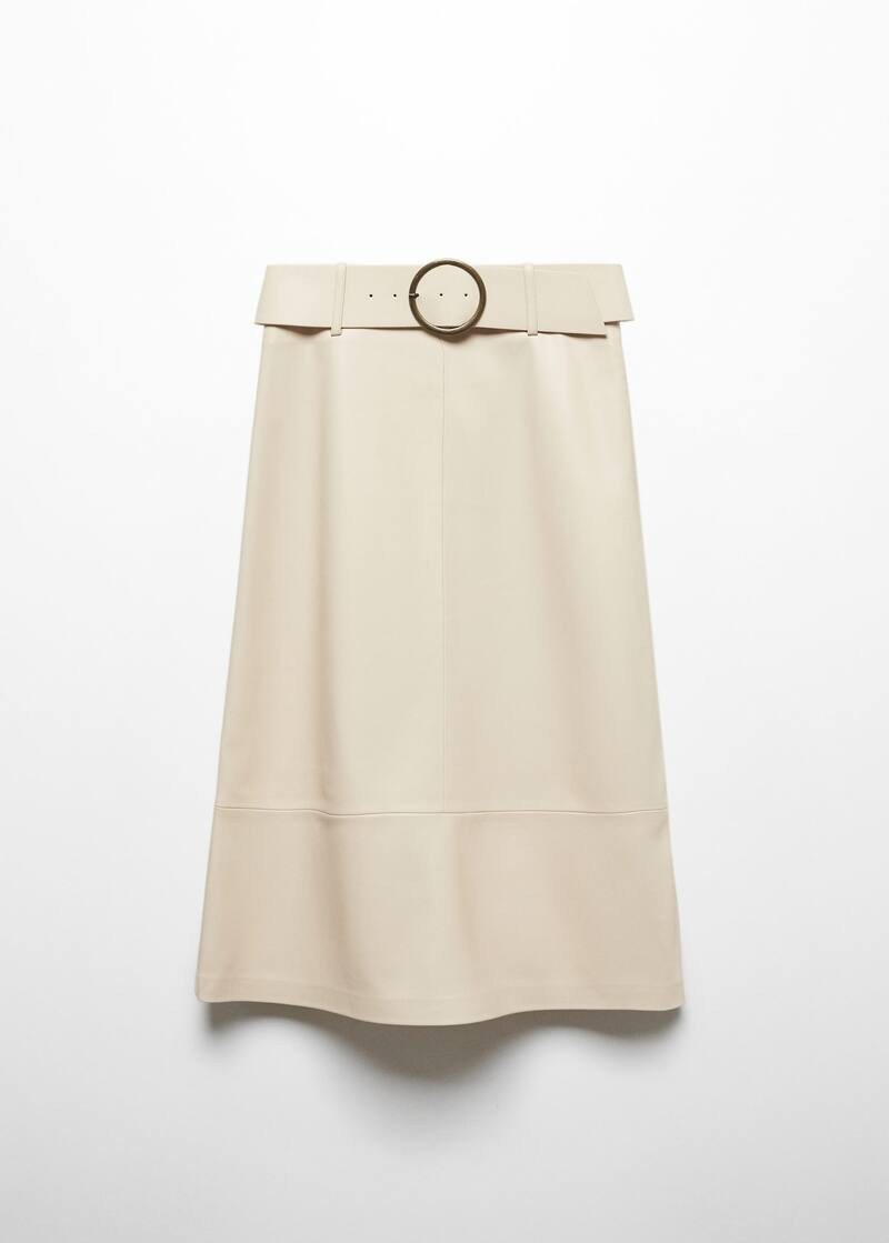 Leather-effect midi-skirt with belt | MANGO (US)