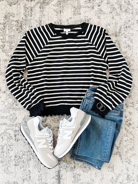 Walmart striped top now $12.99, sized up to a medium. 
Jeans I sized up to an 8, love the length! 28” inseam
Sneakers tts


#LTKunder50 #LTKsalealert #LTKstyletip