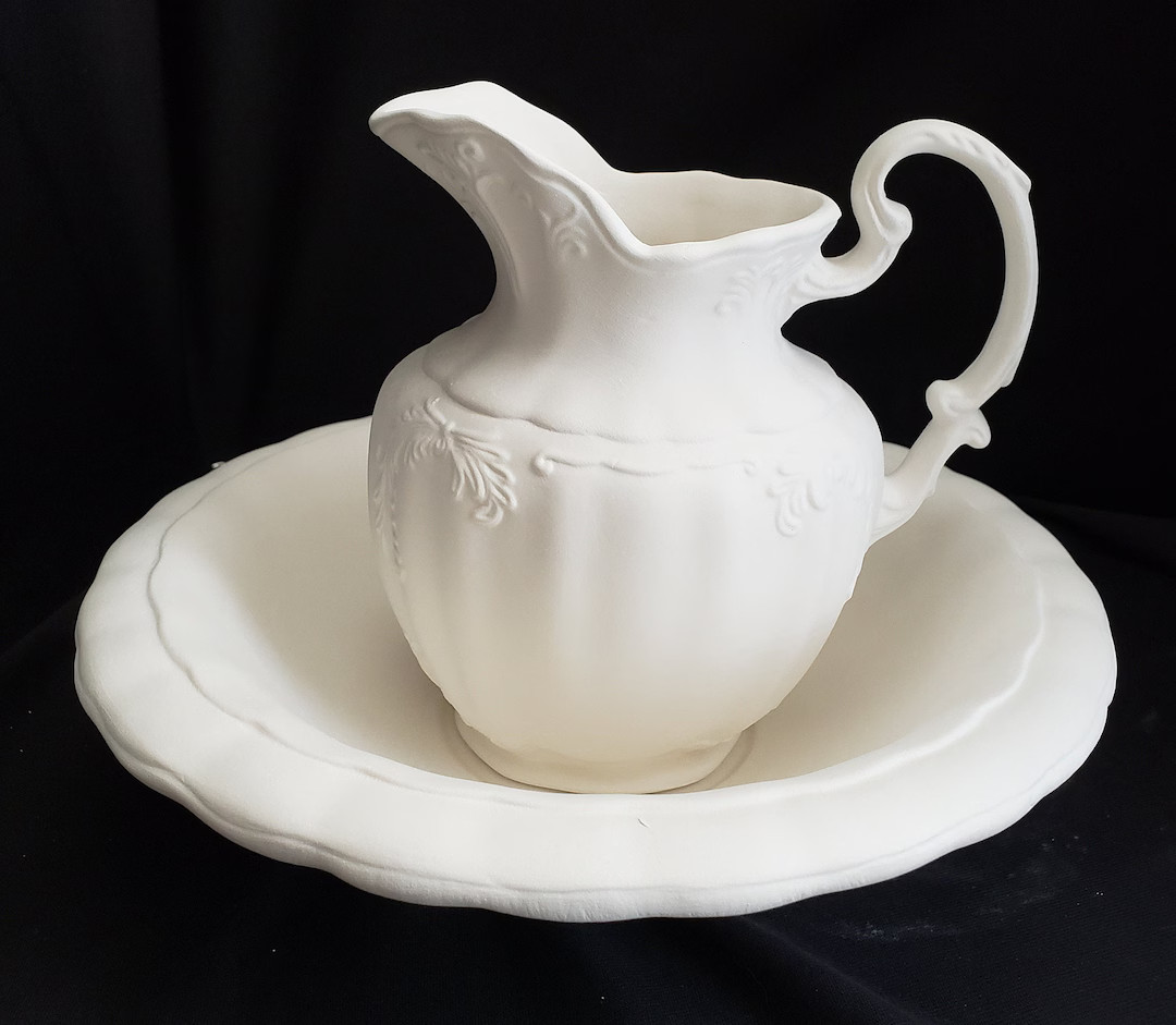 Ceramic Bisque - Small Vintage Pitcher and Bowl - Etsy | Etsy (US)