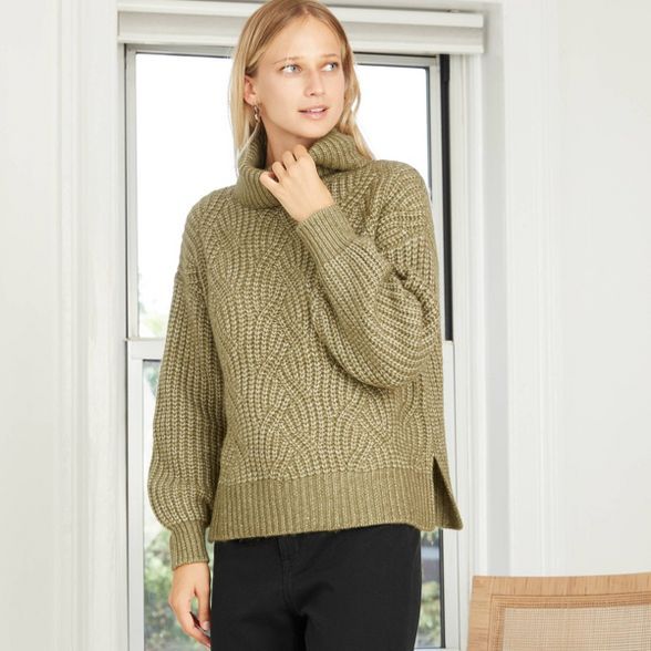Women's Turtleneck Cable Stitch Pullover Sweater - A New Day™ | Target