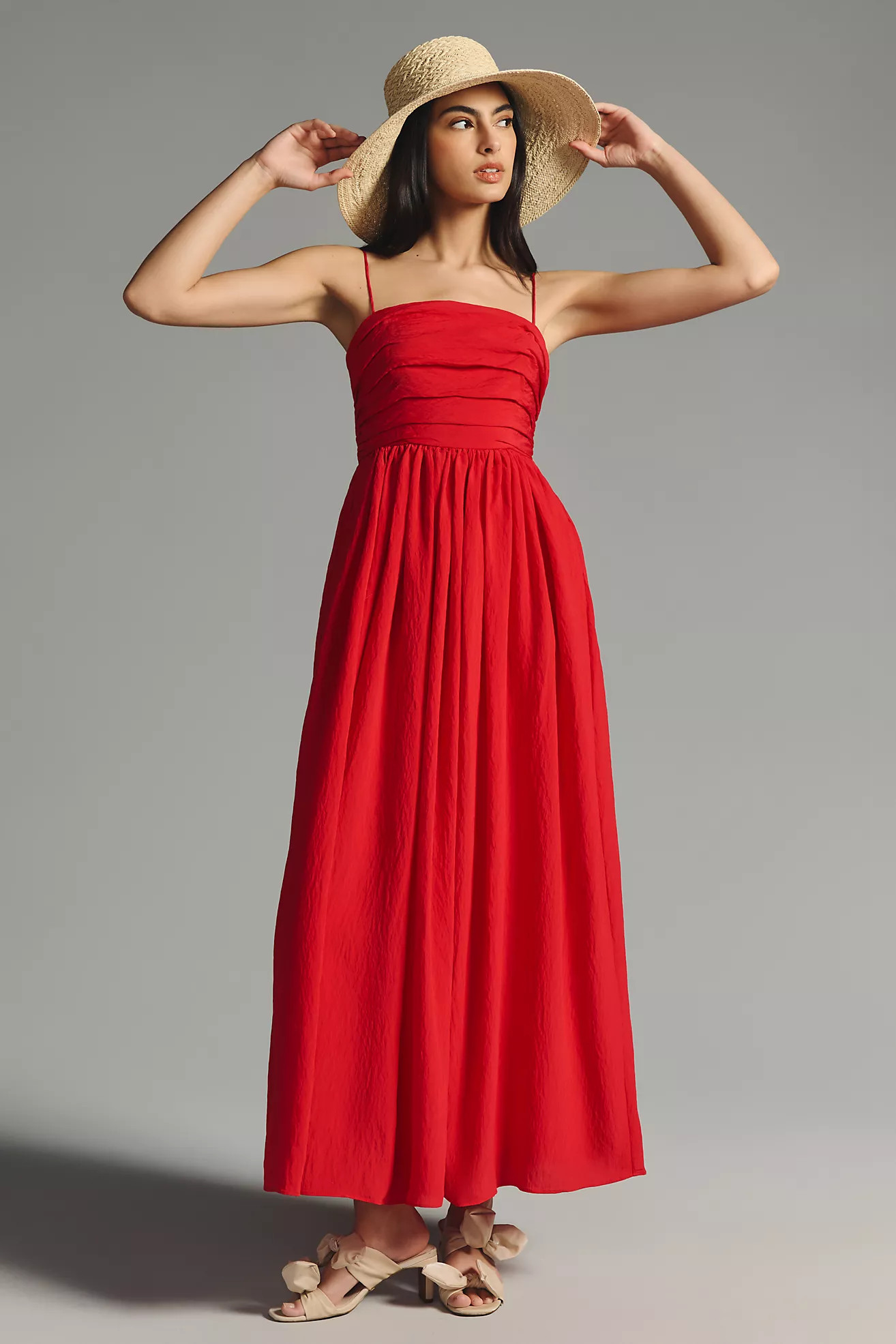 By Anthropologie Ruched-Bodice Floral Midi Dress | Anthropologie (UK)