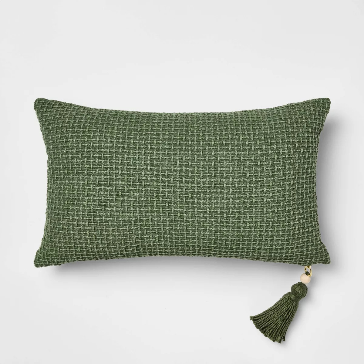 Lumbar Basketweave with Tassel Army Green - Threshold™ Designed with Studio McGee | Target