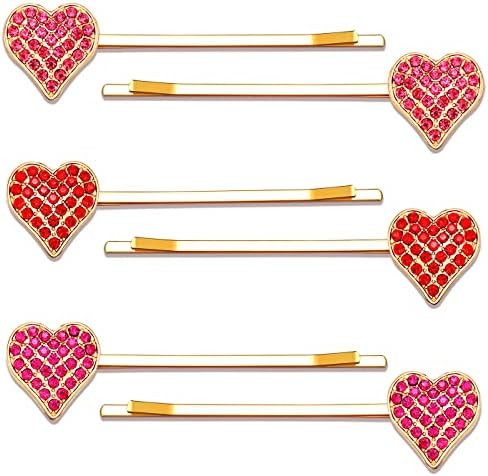 CEALXHENY Valentine’s Day Heart Hairpins for Women Enamel Glitter Rhinestone Heart Hair Clips S... | Amazon (US)