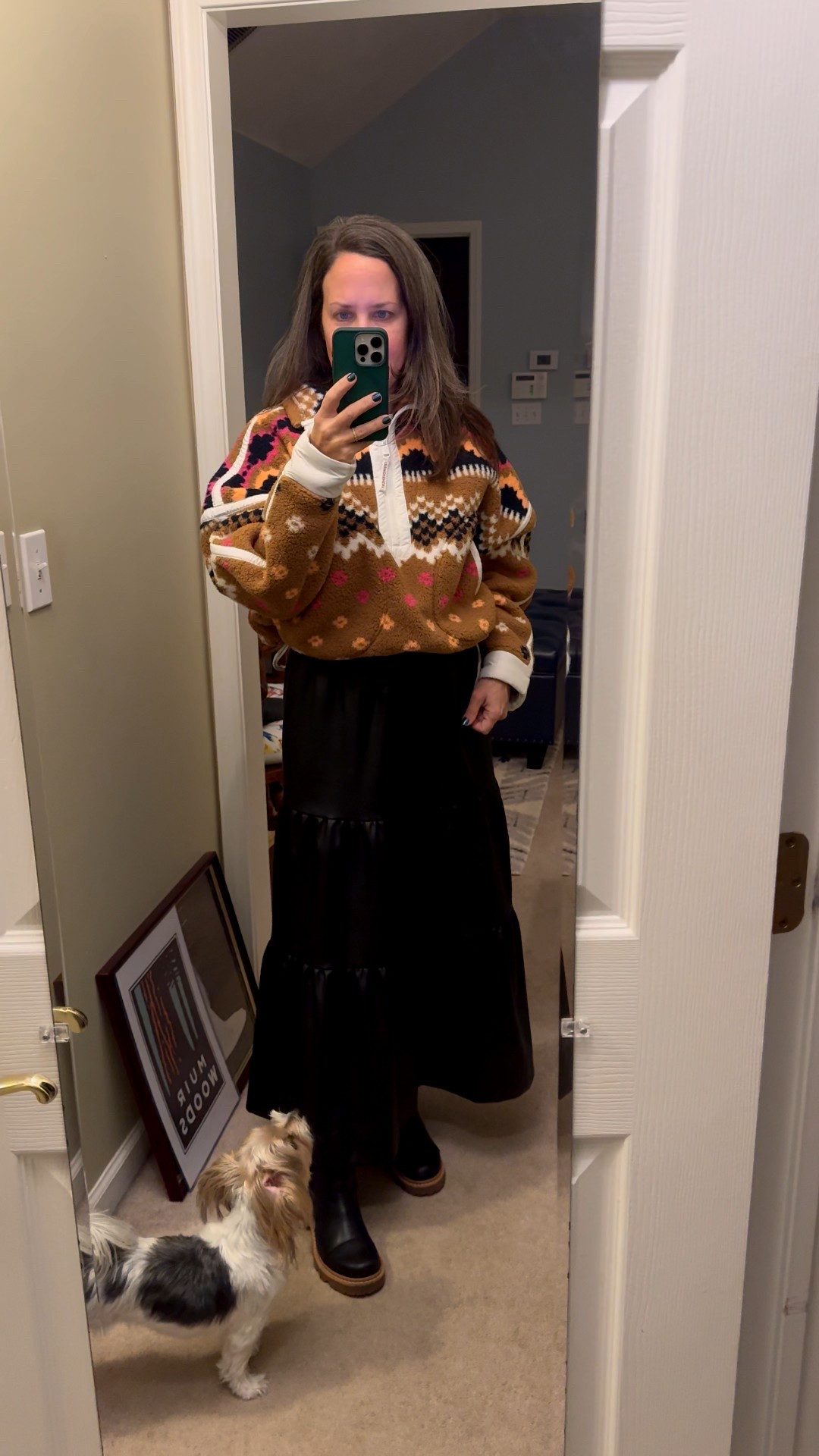 Sharing more ways to style my Free People high pile fleece. This is dressed up with a faux leather maxi skirt and Sorel lug sole boots. 

#LTKSeasonal #LTKOver40 #LTKootd