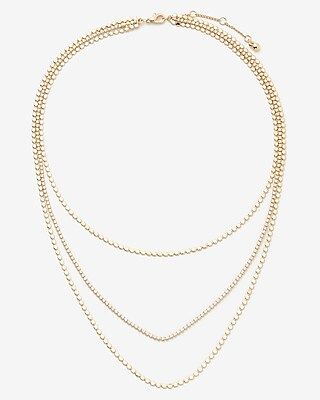 Three Row Rhinestone Chain Necklace | Express