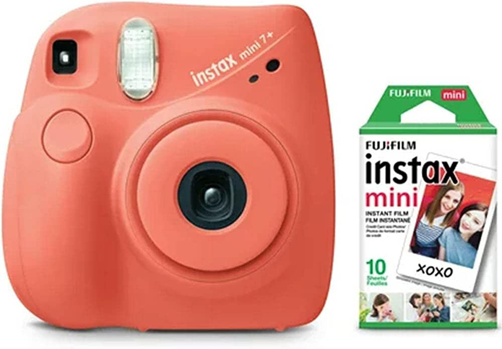 FujiFilm Instax Mini 7+ Light Coral Bundle (10 Film Pack) | Amazon (US)