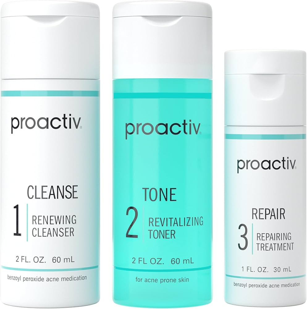 Proactiv 3 Step Acne Treatment - Benzoyl Peroxide Face Wash, Repairing Acne Spot Treatment for Fa... | Amazon (US)