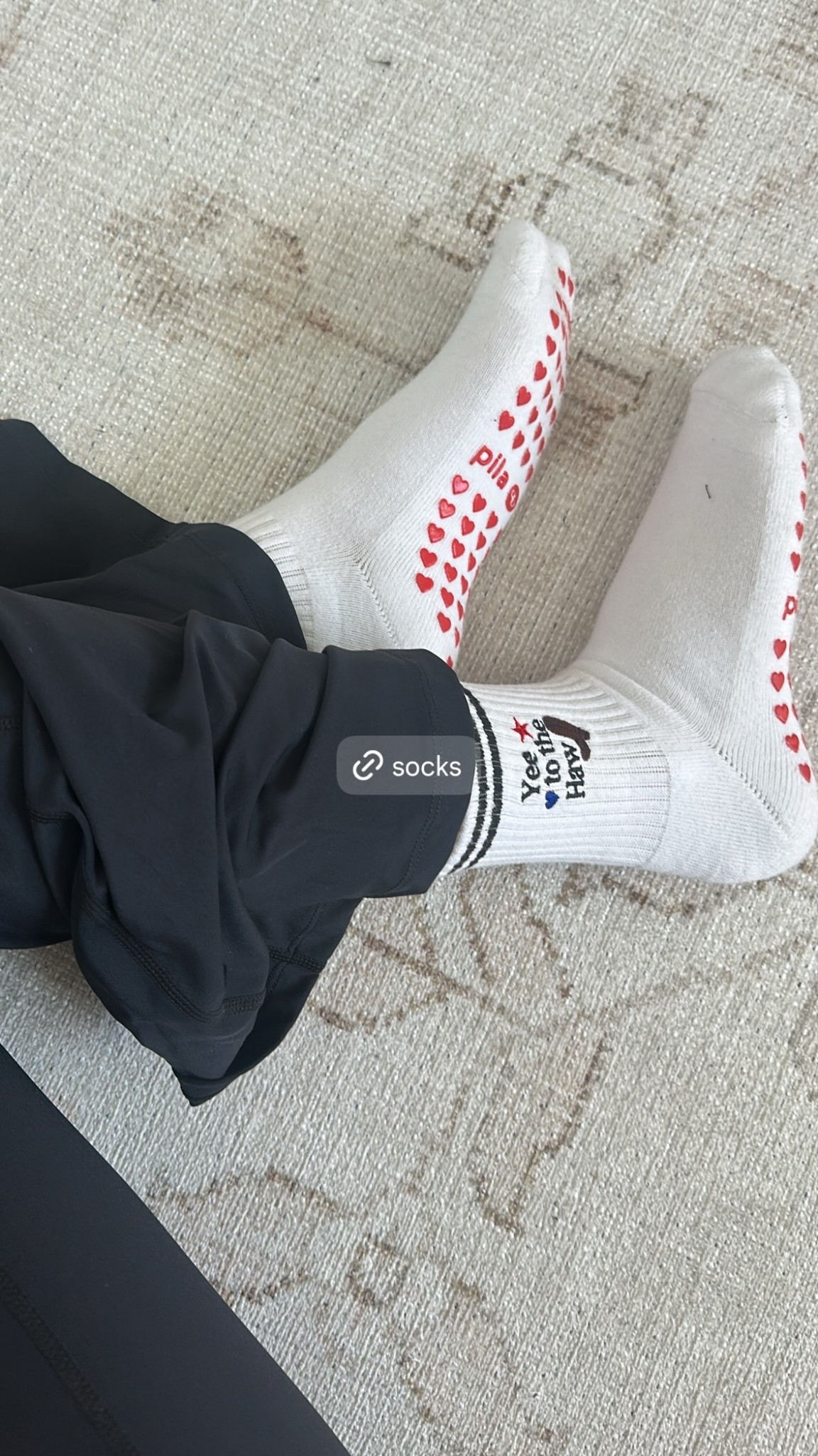 @pila.barre Yee to the Haw! Saddle up your studio style with these playful cowboy-themed grip socks, designed for Pilates, Barre, Lagree, or yoga lovers. These socks bring the perfect mix of functionality and personality to your workout wardrobe:

One-size fits most – US Women’s 5-11.
Embroidered details – Features “Yee to the Haw” with a cute cowboy boot, a star, and a heart.
Premier cotton – Luxuriously soft, breathable, and durable for all-day wear.
Black stitched stripes – Classic ribbed design with a touch of Western charm.
Non-slip red heart grips – Offers unbeatable stability and the Pila-Barre logo for authenticity.
Ribbed detail on top – For a polished, durable look and secure fit. 

#LTKfitnessgoals #LTKActive #LTKootd