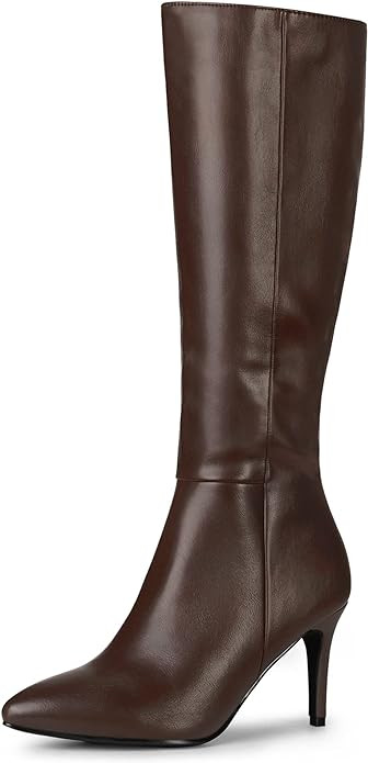 Allegra K Women's High Heels Pointed Toe Stiletto Heel Knee High Boots | Amazon (US)