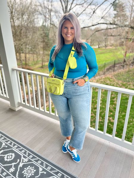 ✨SIZING•PRODUCT INFO✨
⏺ Blue Stretch Top - L - TTS @walmartfashion 
⏺ Light wash Cropped Denim Jeans - 16 - TTS @express 
⏺ Light Lime Green Crossbody Bag with Coin Purse @walmartfashion 
⏺ Blue Adidas Gazelles - if buying men’s or kids, go down two sizes from your women’s size 
⏺ Fave No Show Socks @amazon 

Blue, blue shirt, bodysuit, cropped jeans, light wash denim, adidas, gazelles, blue sneakers, sneakers, crossbody bag, lime green, green, green bag, mesh, holes
#walmart #walmartfashion #walmartstyle walmart finds, walmart outfit, walmart look  #blue #teal #tealblue #blueoutfit #blueoutfitinspo #bluestyle #blueshirt #bluepants #blueoutfitinspiration #outfitwithblue #bluelook #denimoutfit #jeansoutfit #denimstyle #jeansstyle #denim #jeans #style #inspo #fashion #jeansfashion #denimfashion #jeanslook #denimlook #jeans #outfit #idea #jeansoutfitidea #jeansoutfit #denimoutfitidea #denimoutfit #jeansinspo #deniminspo #jeansinspiration #deniminspiration  #adidas #gazelle #gazelles adidas shoes, adidas sneakers, adidas outfit, adidas look, adidas outfit inspo, adidas outfit inspiration, how to style adidas, adidas styling ideas, adidas sambas, adidas gazelle, adidas campus, adidas gazelle outfit, adidas sambas outfit, adidas campus outfit, adidas style, adidas fashion, adidas Inspo, looks with adidas, outfits with adidas, looks featuring #sneakersfashion #sneakerfashion #sneakersoutfit #tennis #shoes #tennisshoes #sneakerslook #sneakeroutfit #sneakerlook #sneakerslook #sneakersstyle #sneakerstyle #sneaker #sneakers #outfit #inspo #sneakersinspo #sneakerinspo #sneakerinspiration #casual #casualoutfit #casualfashion #casualstyle #casuallook #weekend #weekendoutfit #weekendoutfitidea #weekendfashion #weekendstyle #weekendlook  #sneakersinspiration ##cas
#under20 #under30 #under50 #under75 #under100
#affordable #budget #size14 #size16 #size12 #medium #large #extralarge #xl #curvy #midsize #pear #pearshape #pearshaped
budget fashion, affordable fashion, budget style, affordable style, curvy style, curvy fashion, midsize style, midsize fashion

#LTKmidsize #LTKstyletip #LTKfindsunder50