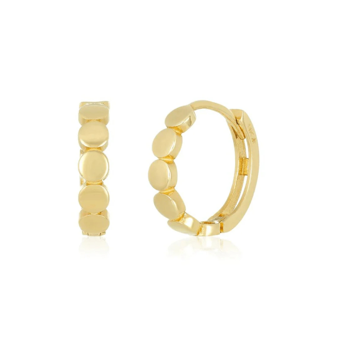Gold Disc Huggies | LINDSEY LEIGH JEWELRY