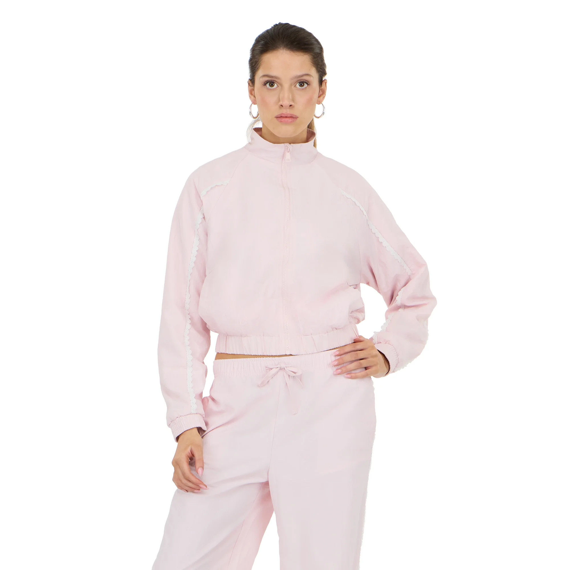 Forever 21 Women's Windbreaker with Zip Front and Contrast Piping Trim, Sizes XS-XL | Walmart (US)