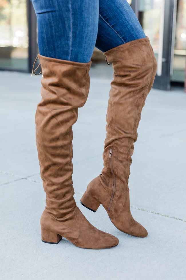 Clara Over The Knee Brown Boots | Pink Lily