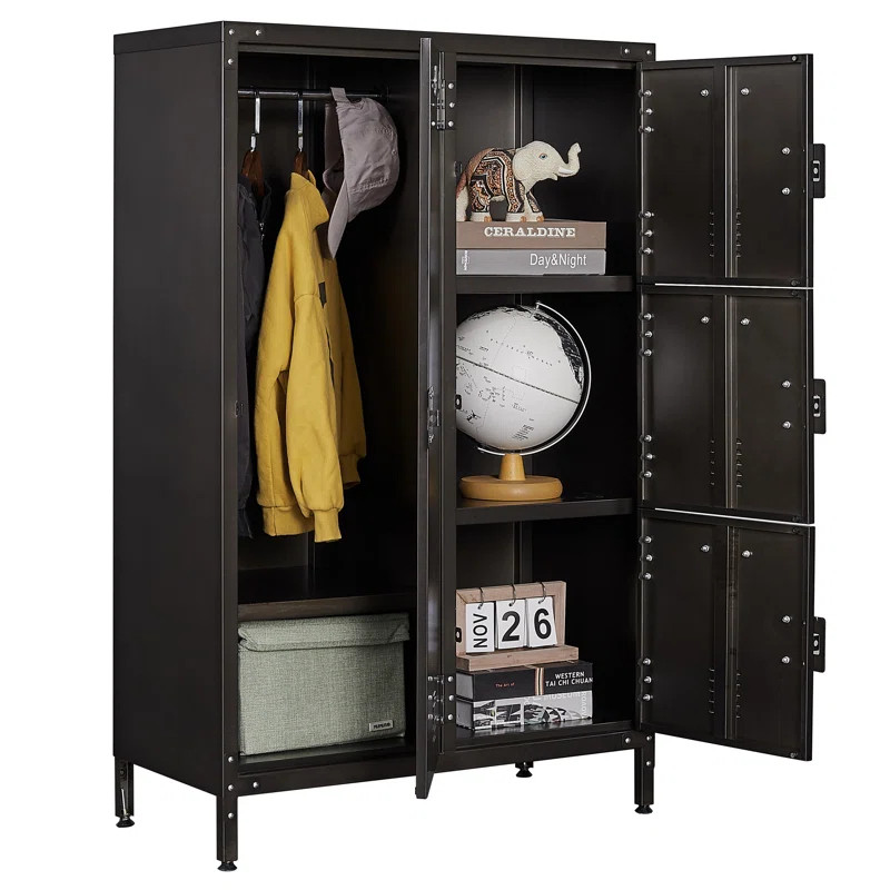 Aleyana 30 Inch Wide Metal Steel Retro Cabinets Storage Locker with 4 Doors and Adjustable Feet | Wayfair North America