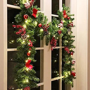 Hanizi 9 FT Christmas Garland, Battery Operated 8 Lighting Modes, Lighted Christmas Garland with ... | Amazon (US)