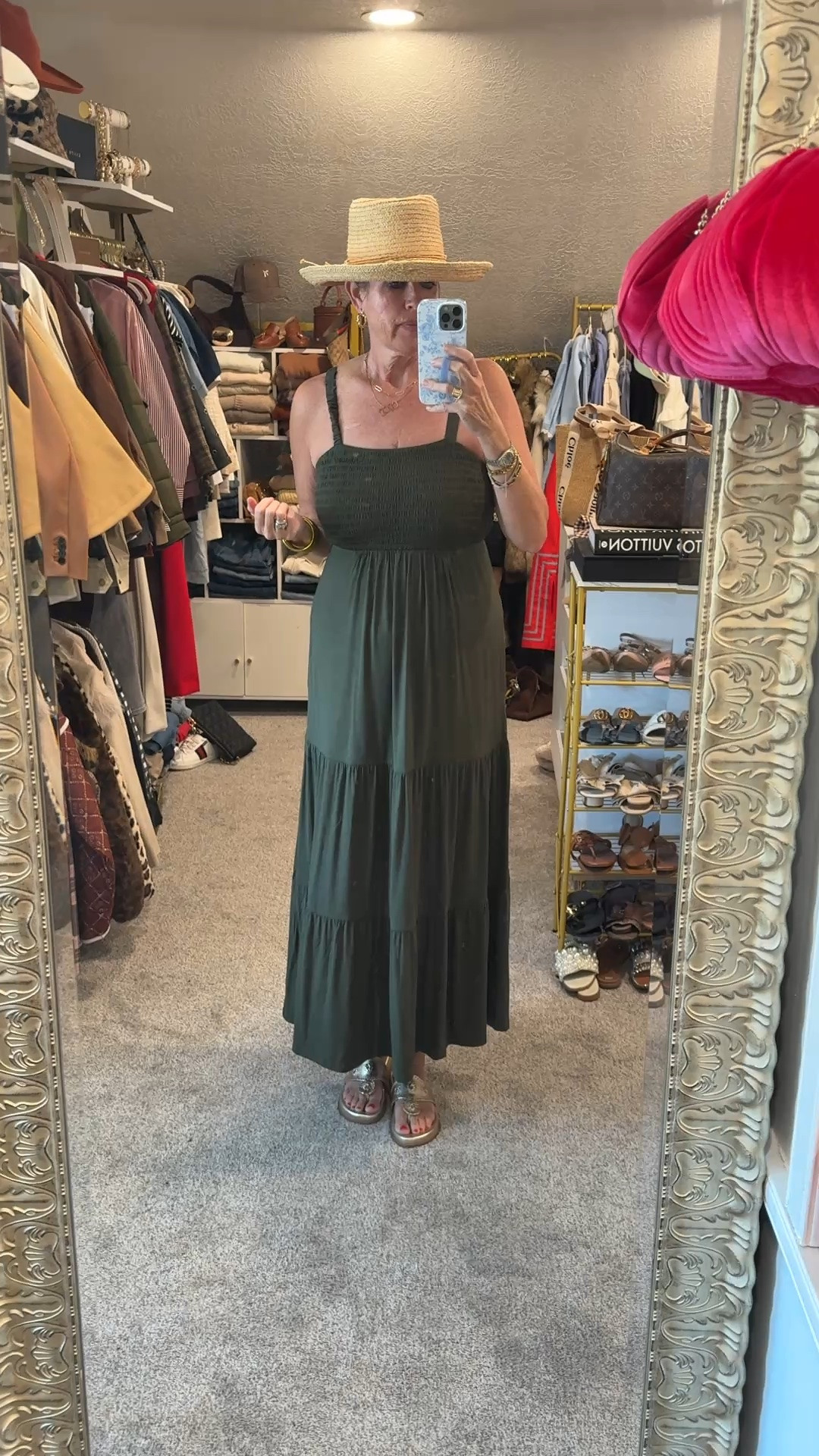 In love❤️Maxi dress alert

With all my favorite things
✔️ built in bra 
✔️ pockets
✔️ soft fabric
✔️ easy to style multiple ways
Olive green comes in other colors fits tts  I am in med

Gig pip straw hat (old) linked similar 

Jack Rodgers metallic thing sandals comfy  and easy to wear and style

#LTKootd #LTKOver40 #LTKgrwm