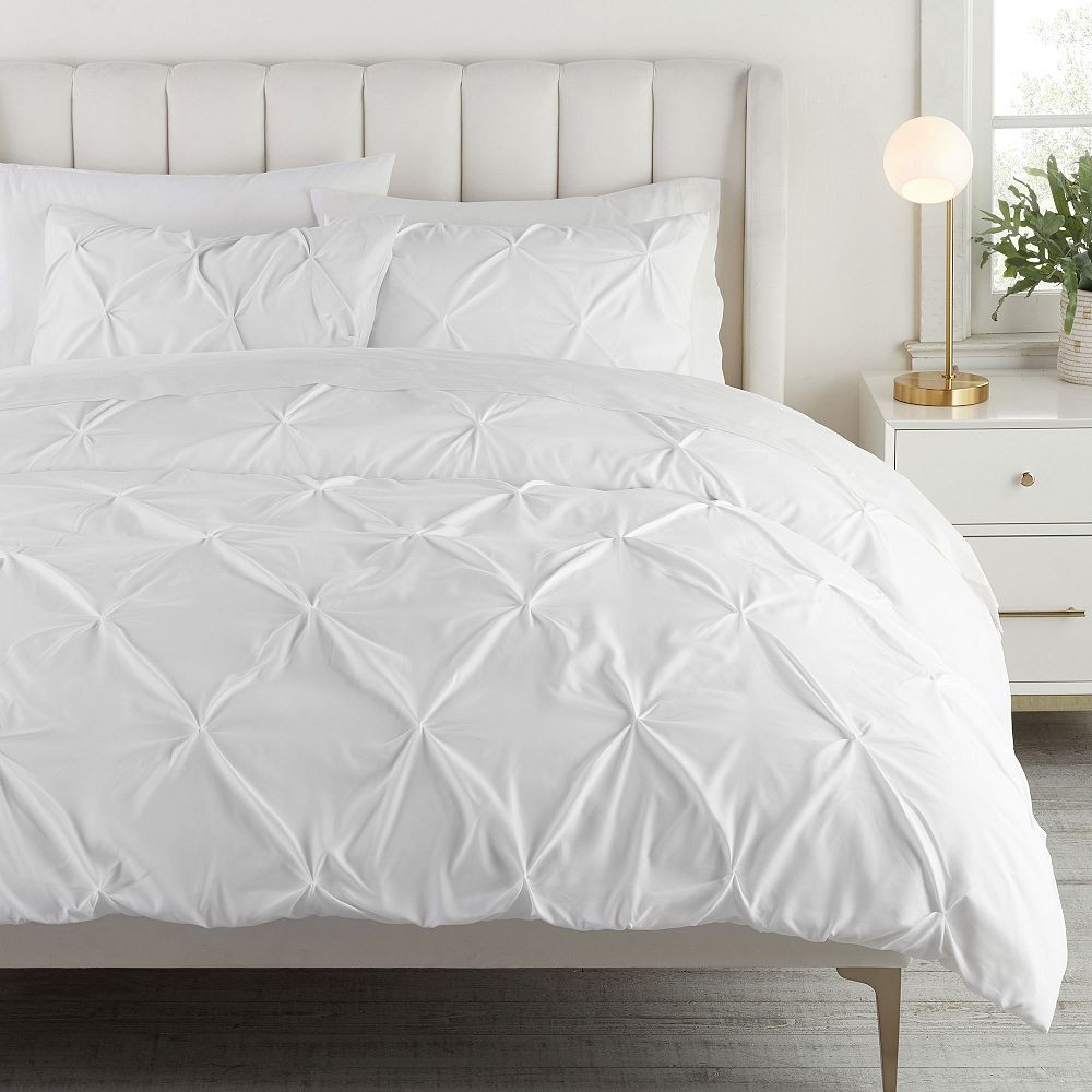 Recycled Microfiber Pintuck Duvet, Twin, White | Pottery Barn Teen