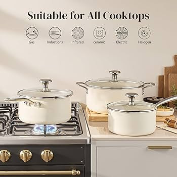 Redchef Cooking Pot Set Induction 5Qt, Saucepan Set 2.5/3.5Qt Nonstick Ceramic Cookware Set, Comp... | Amazon (US)