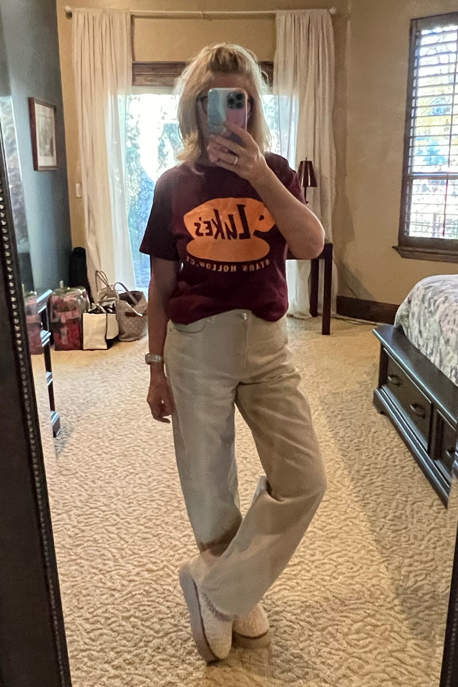 Another tee for the Gilmore Girls fan! Luke’s diner tee! I’m wearing mine with my wide leg cords and my Ugg slippers. It’s like a secret club that only us who love the show know about! Casual fall look. Hanging around the house style!

#LTKstyletip #LTKshoecrush