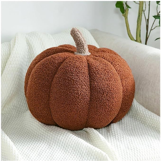 Eoieov Fluffy Pumpkin Pillow Brown Plush Pumpkin Stuffed Durable Halloween Pumpkins Decorative Co... | Amazon (US)