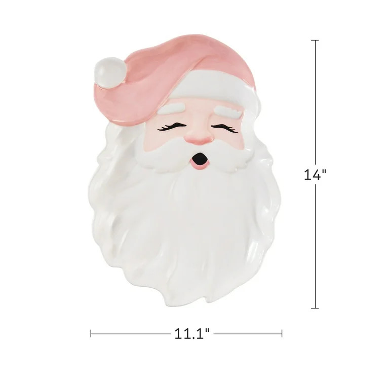 Holiday Time Ceramics Pink Santa Platter | Walmart (US)