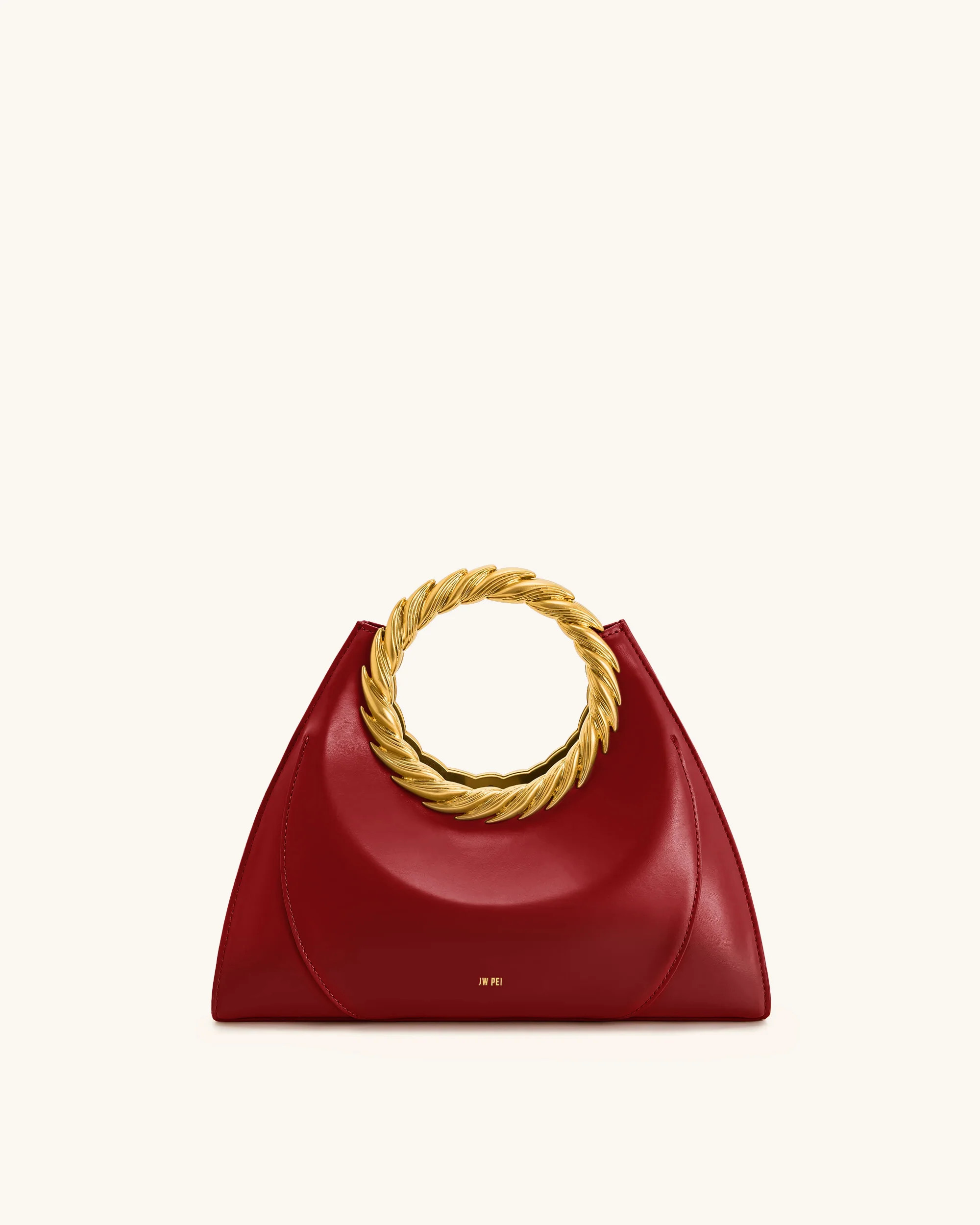 Amiya Leaf Handle Sculpture Bag - Wine Red | JW PEI US