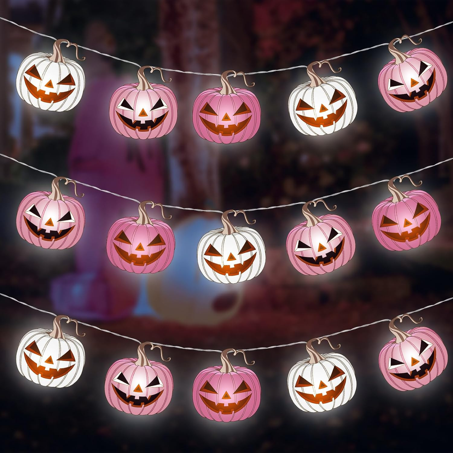 Ganeen 10 ft Halloween Pink Pumpkin LED String Lights Battery Operated | Amazon (US)