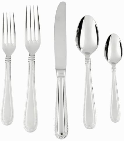 Fortessa Caviar 18/10 Stainless Steel Flatware, 5 Piece Place Setting, Service for 1 | Amazon (US)