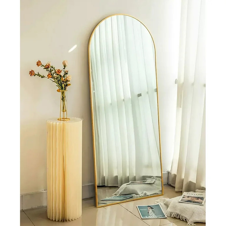 Vlush Full Length Mirror, 65"x22" Arched Floor Mirror, Full Body Standing Mirror with Aluminum Fr... | Walmart (US)