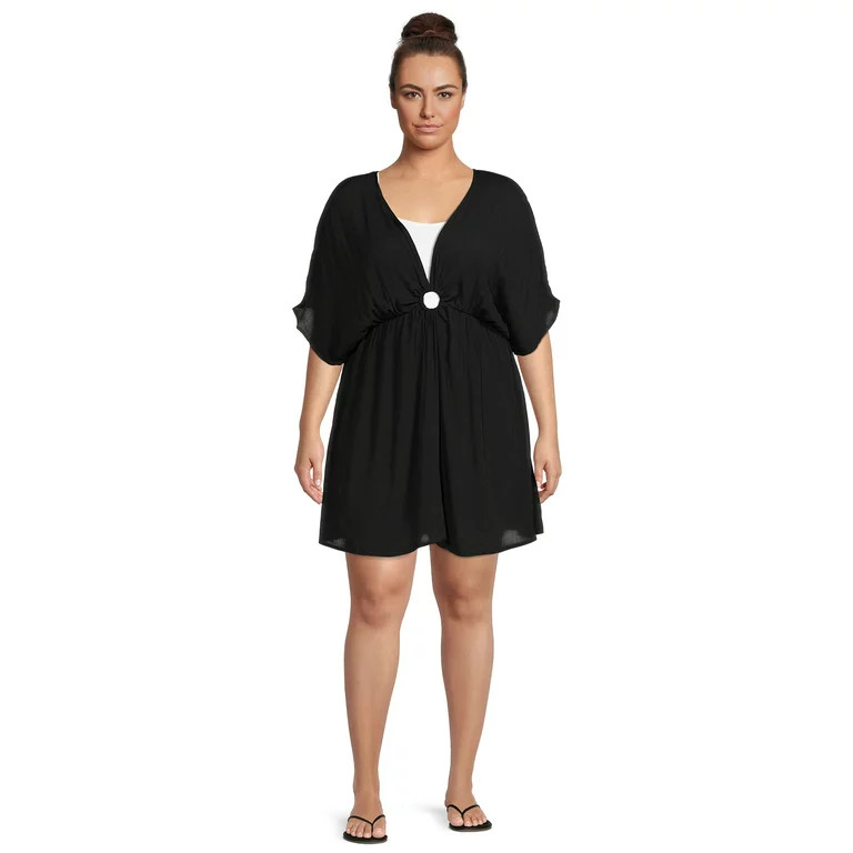 Time and Tru Women's Plus Size O-Ring Batwing Cover Up | Walmart (US)