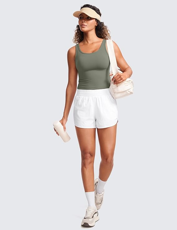 CRZ YOGA Womens Butterluxe Double Lined Tank Tops Scoop Neck Racerback Workout Tanks Sleeveless C... | Amazon (US)