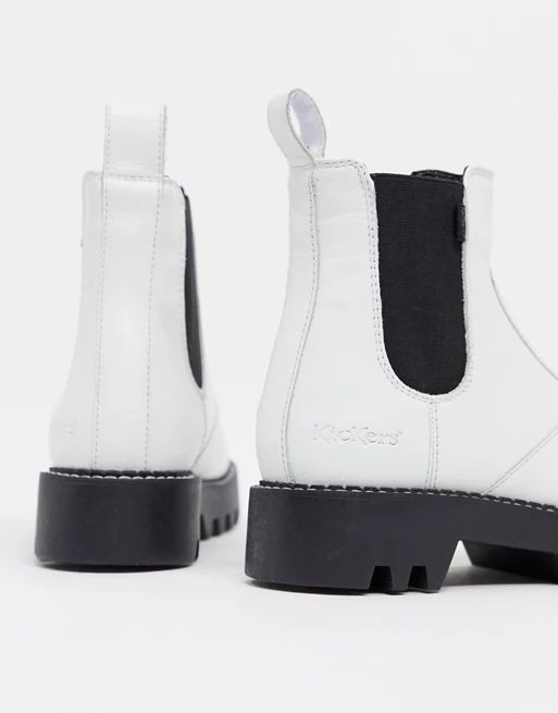 Kickers Kizzie chunky chelsea boots in white | ASOS (Global)