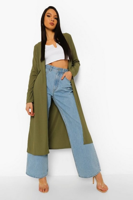 Ribbed Tie Detail Duster | Boohoo.com (US & CA)